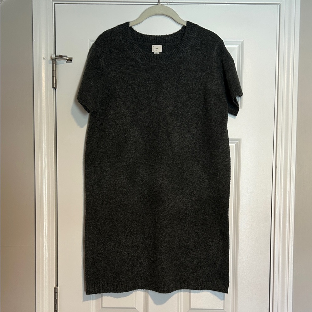 NWOT a new day Charcoal Short sleeve Sweater Dress Women's Size Small
